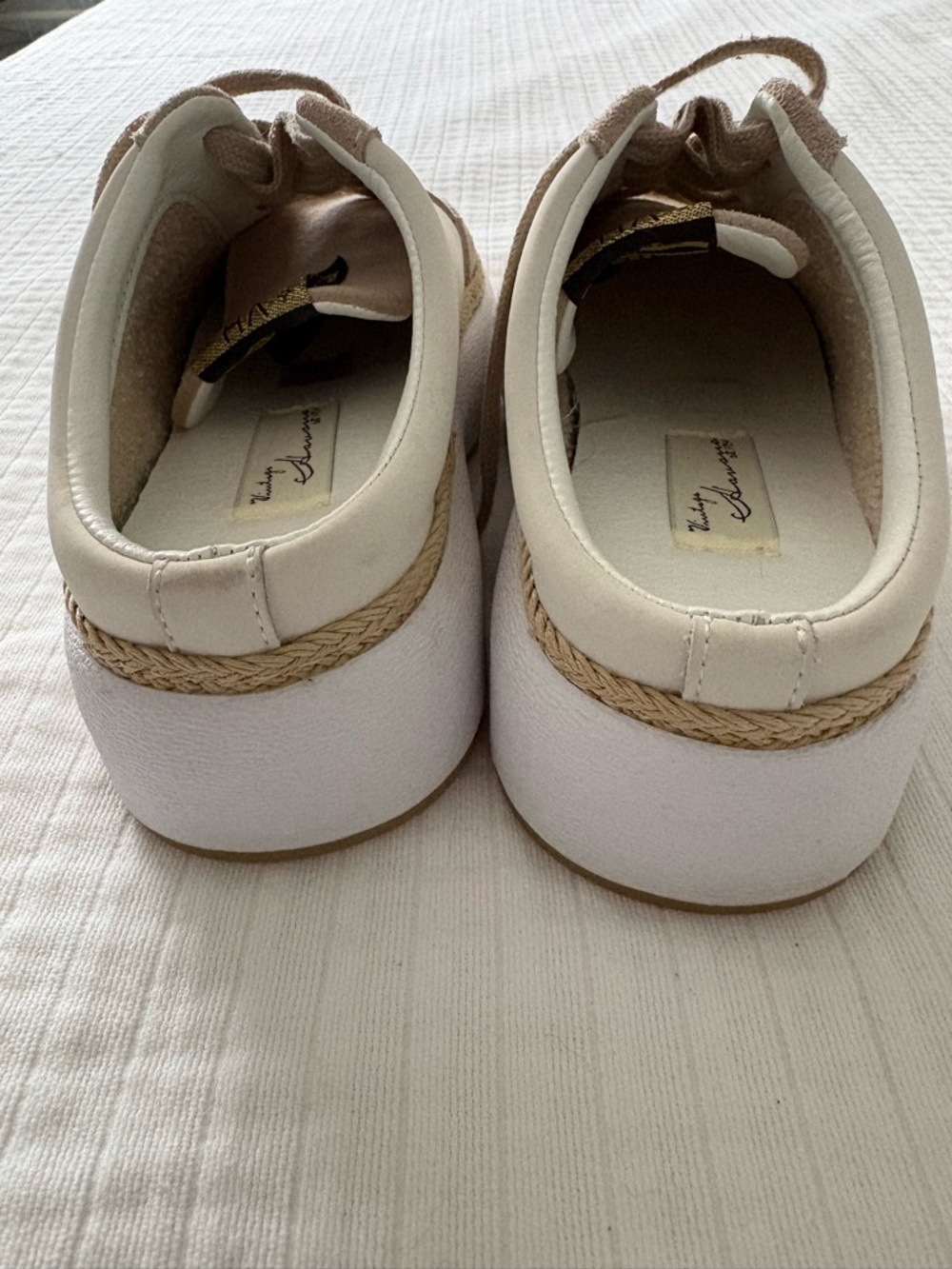 Vintage Havana Val Ream Taupe & Gold Glitter Star Rafia Platform Sneakers mules - Picture 6 of 7